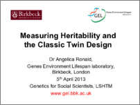 [thumbnail of Measuring Heritability and the Classic Twin Design]